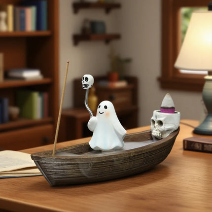 Halloween new resin ghost ship aromatherapy home desktop decoration ghost ship return incense rack burner