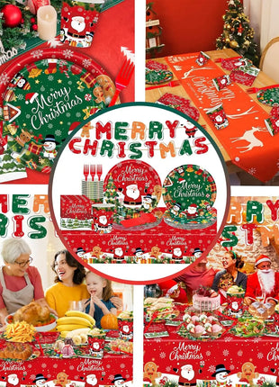 Piatti usa e getta per feste di Natale, tovaglioli da dessert, tazze, decorazioni per la tavola, bomboniere per le vacanze di Capodanno - riparo82