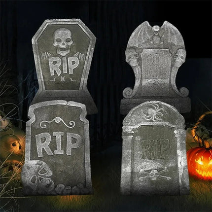 1pcs Halloween Foam Tombstones Outdoor Home Decoration Outdoor Bats Skeleton Gravestone Graveyard Horror Atmosphere Party Props