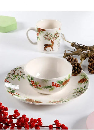 Squisita cena di Natale Piatti creativi Piatto da bistecca in ceramica Pasta sana sottosmalto Posate personalizzate Regalo Forniture da cucina - riparo82