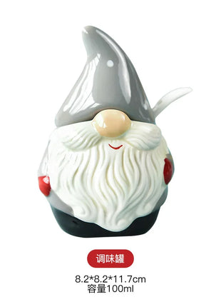 Set di posate in ceramica di babbo natale creativo nordico piatto per la cena in ceramica piatto per snack tazza per teiera per la casa barattolo sigillato regalo di natale - riparo82