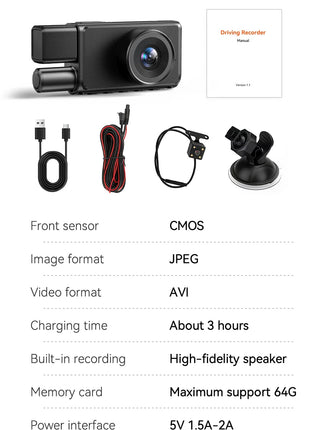 4K WiFi Dash Cam Front and Rear 2’’ Display Mini Car Camera 3 Channel Car DVR Camera with IR Night Vision Support 24H Parking - Riparo82