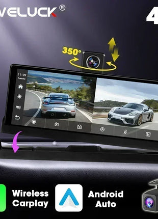 10.26" Carplay Screen Rearview Mirror Dash Cam Android Auto 4K 3840*2160P WIFI BT GPS Navigation Video Recorder Car DVR Camera - Riparo82