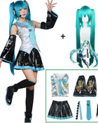 Miku Cosplay Set completo Abito in tessuto di pelle argento Miku Cosplay Copricapo Costume Outfit JK Abito da marinaio Uniforme scolastica Hallow