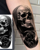 1 Sheet Full Arm Evil Witch Vampire Temporary Tattoos Sleeve Halloween Scary Skull Tatoo Waterproof Horrible Fake Tattoo Sticker - Riparo82