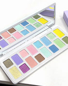 16 Colors of Dazzling Eyeshadow Pink Glitter Collision Blue Green Smoke Pearl Diamond Texture Multi Style Makeup Palette - Riparo82