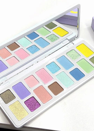 16 Colors of Dazzling Eyeshadow Pink Glitter Collision Blue Green Smoke Pearl Diamond Texture Multi Style Makeup Palette - Riparo82