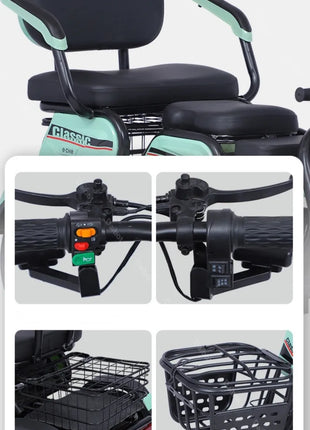 Triciclo Elettrico 1000W 48V 3 Posti Adulti - Scooter Mobilità Anziani 4 Modalità - riparo82