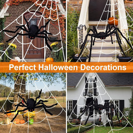 200cm Halloween Spiders Outdoor Decoration Halloween Plush Spiders Giant Spider for Indoor Outdoor Garden Party Decoration