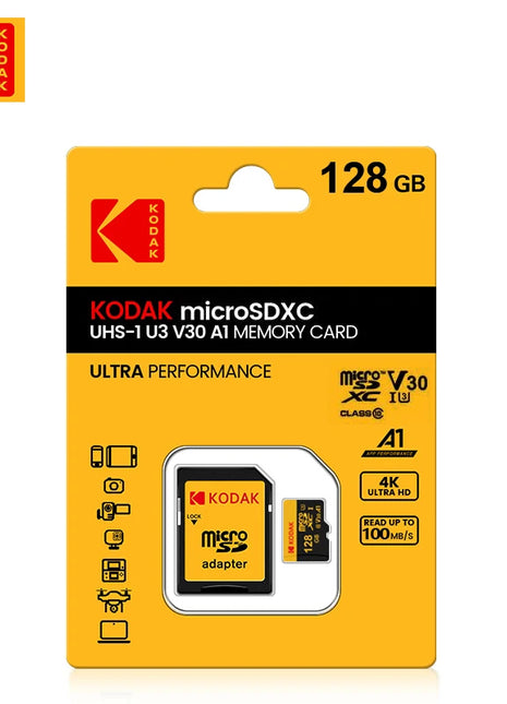 Scheda di memoria Kodak Micro SD Classe 10 32GB 64GB 128GB 256GB U3 4K Cartao De Memoria ad alta velocità Memoria Flash TF Mecard C10
