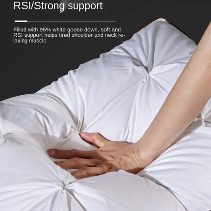 Soft Pillows White Goose Down Feather Pillows for Sleeping Neck Protection Bed Pillows with 100% Cotton Cover