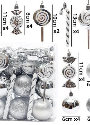 29/36/40 pezzi palla di Natale argento rosso albero di Natale pendenti appesi stampati sfere di Natale in oro a forma speciale 2024 nuovo - riparo82