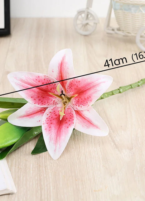 Artificial Lily Flower Real Looking 3D Printing Artificial Flowers Fake Flowers Flores for Wedding Home Garden Ornaments