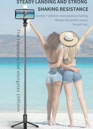 Xiaomi Selfie Stick 1045mm With Wireless Bluetooth LED Fill Light Extended Tripod With Remote Shutter For Android ios Cellphone - Riparo82