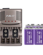 Batteria ricaricabile PALO 6F22 9V Ni-MH Batterie 9 V 300mAh Batteria da 9 volt a bassa autoscarica a 9 volt con caricabatterie intelligente - riparo82