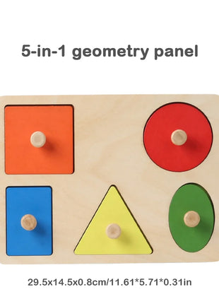Giocattoli puzzle per bambini Montessori, lavagna per graffiare le mani con forme in legno e colori abbinati, giocattoli cognitivi geometrici per l'educazione precoce - riparo82