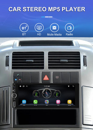 Hikity 2+64G Carplay Android 1din Car Radio Android Auto Stereo 6.86" GPS Navigation Player support FM WiFi USB Rear Camera - Riparo82