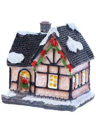 Decorazioni per la casa Figurina di Capodanno Mini resina artigianale Decorazione natalizia luminosa Decorazione della casa del villaggio Luce a LED