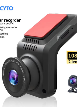 Dash Cam Car USB ADAS DVR HD1080P Special for Android Multimedia Player Dual-lens Front Rear 170 Degree Recorder Reverse Vision - Riparo82