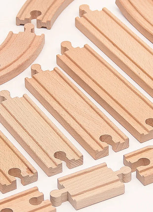 Nuovi tipi di parti di cingoli in legno Pista ferroviaria in legno di faggio Accessori per giocattoli adatti a tutte le marche Piste in legno Giocattoli per regali per bambini - riparo82