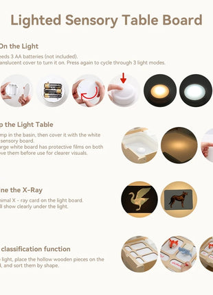 Tavolo sensoriale ottico in legno per bambini Montessori utilizzato per giochi da tavolo sensoriali Regalo di giocattoli per l'ortografia di numeri e lettere - riparo82