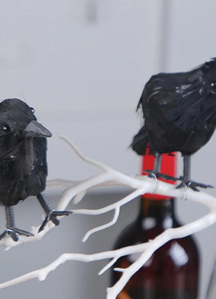 6PCS Black Feather Crow Halloween Props Mock Crow Spooky Feather Decoration Props Halloween Party Scary Animal Horror Props - Riparo82