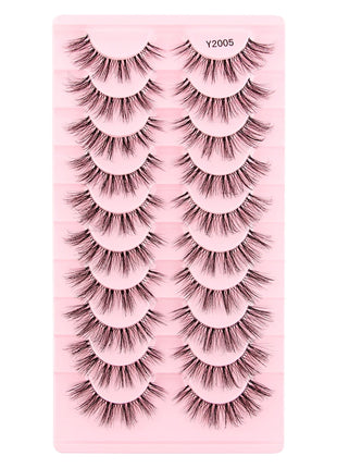 10 Pairs Faux Mink Eyelashes Handmade Natural False Eyelashes Soft Cross Messy Eye 3D Curly Eyelashes Extension Makeup Tools - Riparo82
