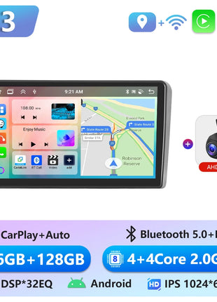 Podofo 6+128G Android 2Din Autoradio for Audi A3 2008-2012 Wireless CarPlay 9" IPS Screen Car Radio GPS Navigation Stereo Wifi - Riparo82