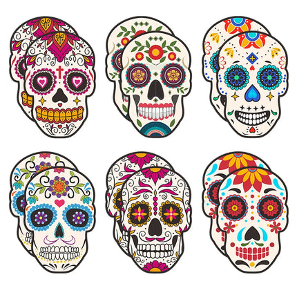 24Pcs Skull Paper Drinking Straw Cocktail Juice Disposable Straws Tableware for Mexican Day of The Dead Halloween Party Decor