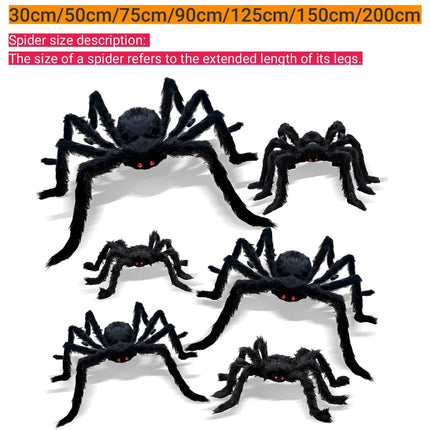 200cm Halloween Spiders Outdoor Decoration Halloween Plush Spiders Giant Spider for Indoor Outdoor Garden Party Decoration