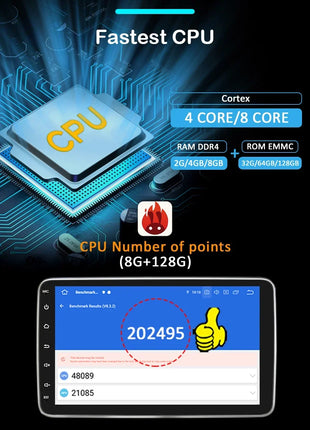 10 inch 2 DIN Android 14 Universal Multimedia Video Player, Car Radio, Wireless carplay android auto WiFi, GPS, Bluetooth, Audio - Riparo82