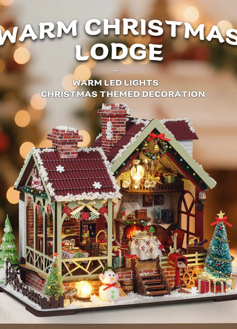 Casa calda per la notte di Natale - Kit fai da te per casa delle bambole in miniatura con carillon, decorazioni per il desktop, regalo creativo (scatola dei colori inglese)