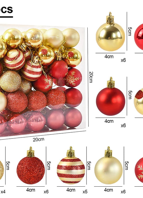 50 Pz/scatola Palle Di Natale Ornamenti Per L'albero Di Natale Palla Di Natale Appeso Albero Pendenti Decorazioni Per La Casa 2025 Regalo di Capodanno Noel Navidad - riparo82