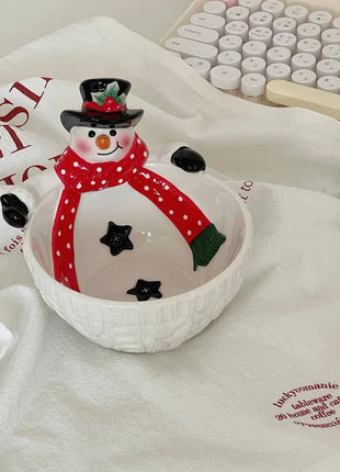 Piatto pupazzo di neve di Natale, piatto da dessert in ceramica, regalo di Natale, piatto creativo e carino - riparo82