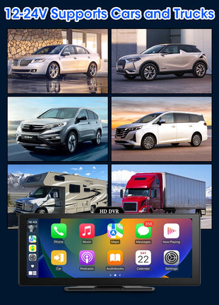 10/11.26 Inch 4K DVR Wireless CarPlay & Android Auto Dash Cam Bluetooth Audio GPS Navigation Dashboard Dual Lens Video Recorder - Riparo82