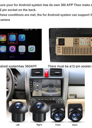 Car Camera 360 Degree 1080P Night Vision WDR Technology 4 Camera Car 360 Panorama cam Kit for Car Android Ardio - Riparo82