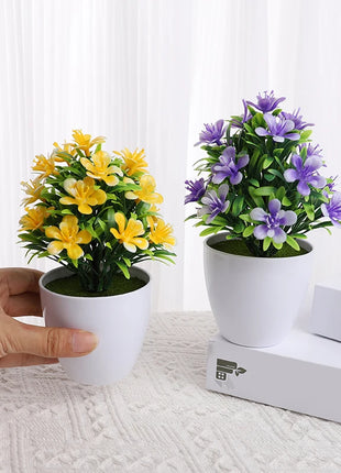 1pc Artificial Potted Plant Small Bonsai Flowers Pot Simulated Tree Ornaments Wedding Home Hotel Office Table Decor Fake Plants