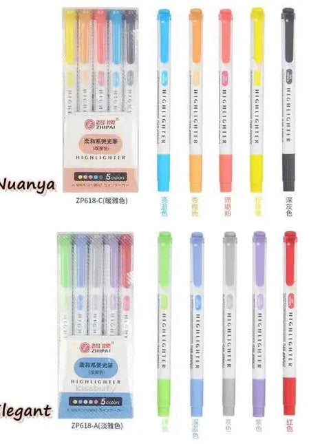 25 Colors ZhiPai Highlighters Markers Pen Set Dual Tip Cute Pens Back To School Kawaii Stationery Papeterie Highlighter