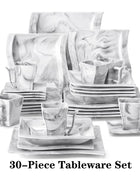 MALACASA FLORA 30/60 pezzi Set di stoviglie in porcellana di marmo con 12 * piatto per la cena, piatto da Dessert, piatto da minestra, tazze e piattini Set di piatti piatti ceramica set - riparo82