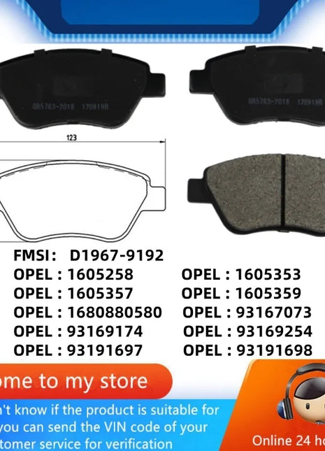 Per Opel ADAM (M13) CORSA D (S07) Pastiglie freno anteriori/Parti auto -23003