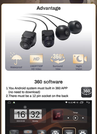Universal 3D Bird View 360 Panoramic Camera  AHD 1080P /720P Rear / Front / Left / Right Accessorie For Car Android Radio - Riparo82
