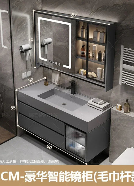 N178 C Combinazione di mobili da bagno per uso domestico, lavabo integrato, lastra di roccia, lavabo per il viso, lavabo per WC