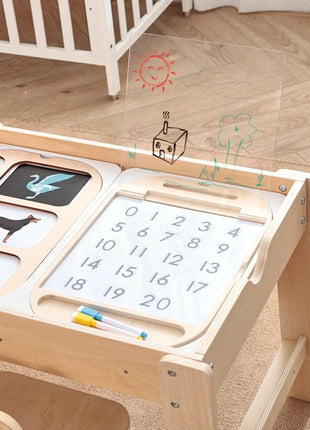 Tavolo sensoriale ottico in legno per bambini Montessori utilizzato per giochi da tavolo sensoriali Regalo di giocattoli per l'ortografia di numeri e lettere - riparo82