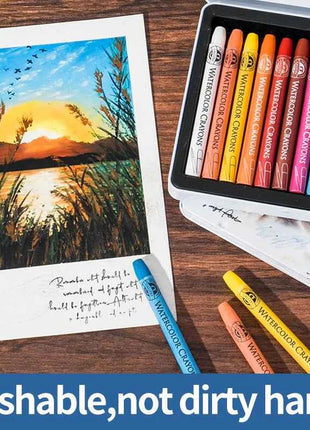 MUNGYO 12/24/36Colors Water-soluble Crayon Painting Pigment Crayon Artist For Gift Art School Supplies MAC-12T