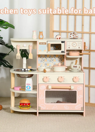 Gioco per bambini Giocattoli in legno Set da gioco per caffè per bambini con cibo da gioco Accessori da cucina Set da cucina Regalo per ragazze e ragazzi dai 3 anni in su - riparo82