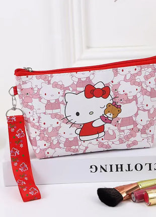 Kawaii Cartoon PU Kuromi HelloKitty Makeup Bag Cute MyMelody Cinnamoroll Large Capacity Handbag Lipstick Storage Bag Girls Gifts - Riparo82