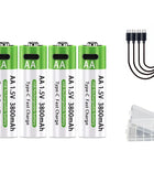 Batterie ricaricabili AA agli ioni di litio LIKEKALA Batterie ricaricabili USB agli ioni di litio 3800 mAh 1,5 V AA + cavo dati e scatola di immagazzinaggio - riparo82