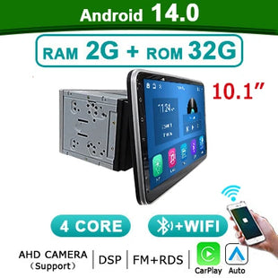 2 din Android 14 10.1 inch Universal Car Radio Stereo Rotate Touch Screen Wireless Carplay android auto GPS WIFI 4GLTE autoradio - Riparo82