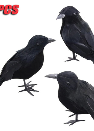 6PCS Black Feather Crow Halloween Props Mock Crow Spooky Feather Decoration Props Halloween Party Scary Animal Horror Props - Riparo82