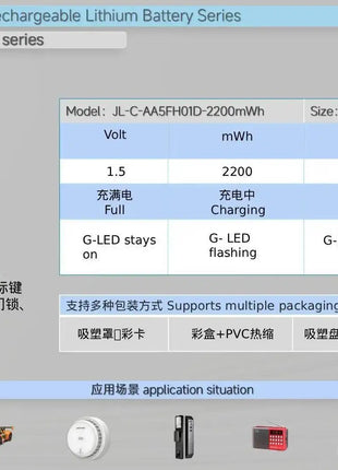 Batteria AA da 6 pezzi con cavo USB tipo C Batteria ricaricabile agli ioni di litio, batteria AA da 1,5 V, batteria AA da 2200 mWh - riparo82